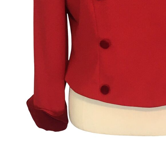 Donna Morgan for Maggy Vintage Women Red Pant Suit Velvet Collar Blazer Cuffs 12 - Picture 10 of 16